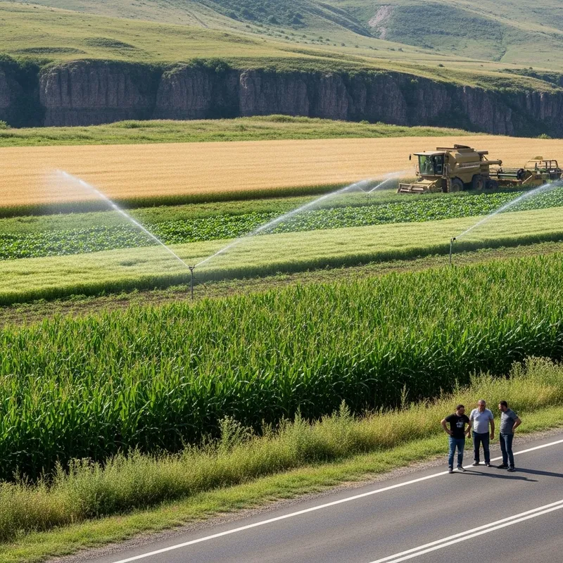 Abundant Field with Corn, Barley, Peas, Beans, and Spelt by Akhuryan River