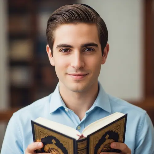 Serene Jewish Man Holding Holy Quran
