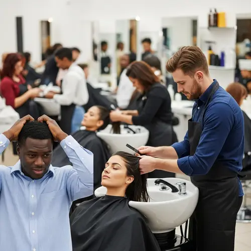 Diverse Hair Salon Scene: Hair Wash, Pediculosis & More