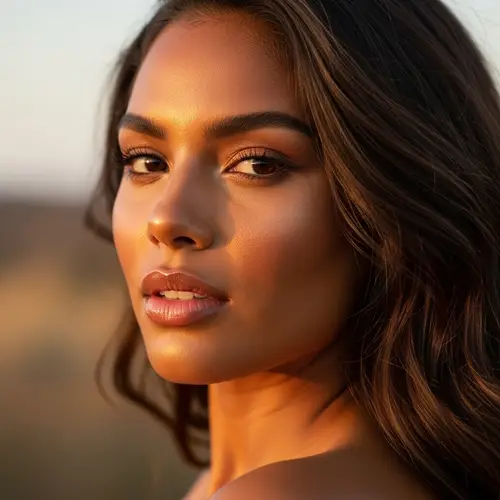 Hispanic Woman with Dark Brown Skin Tone Portrait