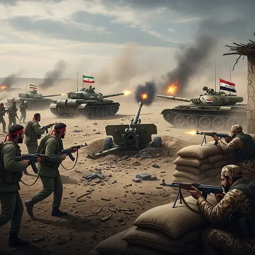 Iran-Iraq War: Historical Clash of Armies in Desert Setting