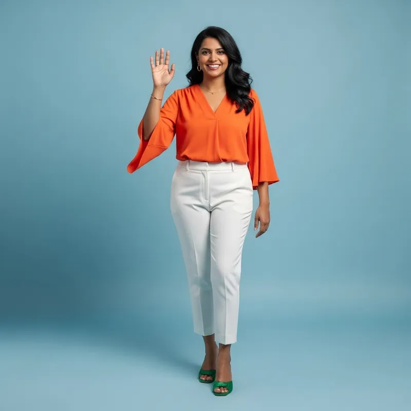 Stylish South Asian Woman in Vibrant Attire - Fashionable Look