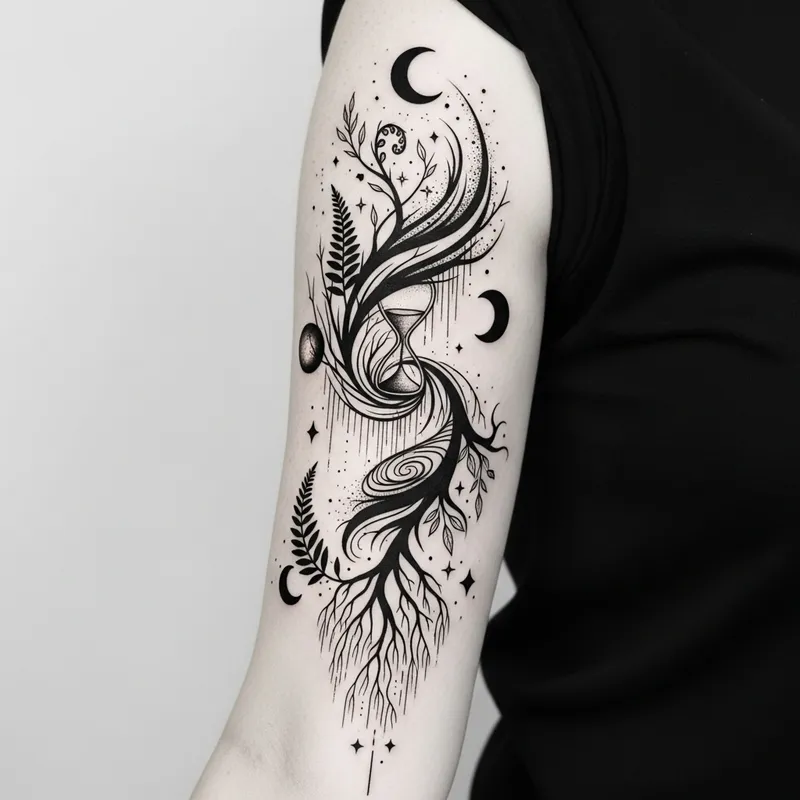Unique and Unseen Tattoo Design with Intricate Lines and Swirls