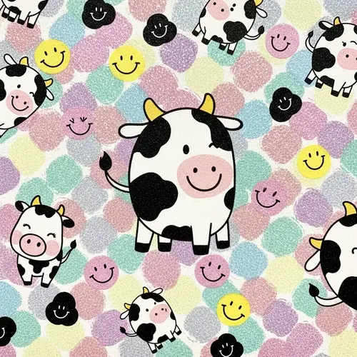 Bright and Cute Cow-Themed Pastel Background Illustration