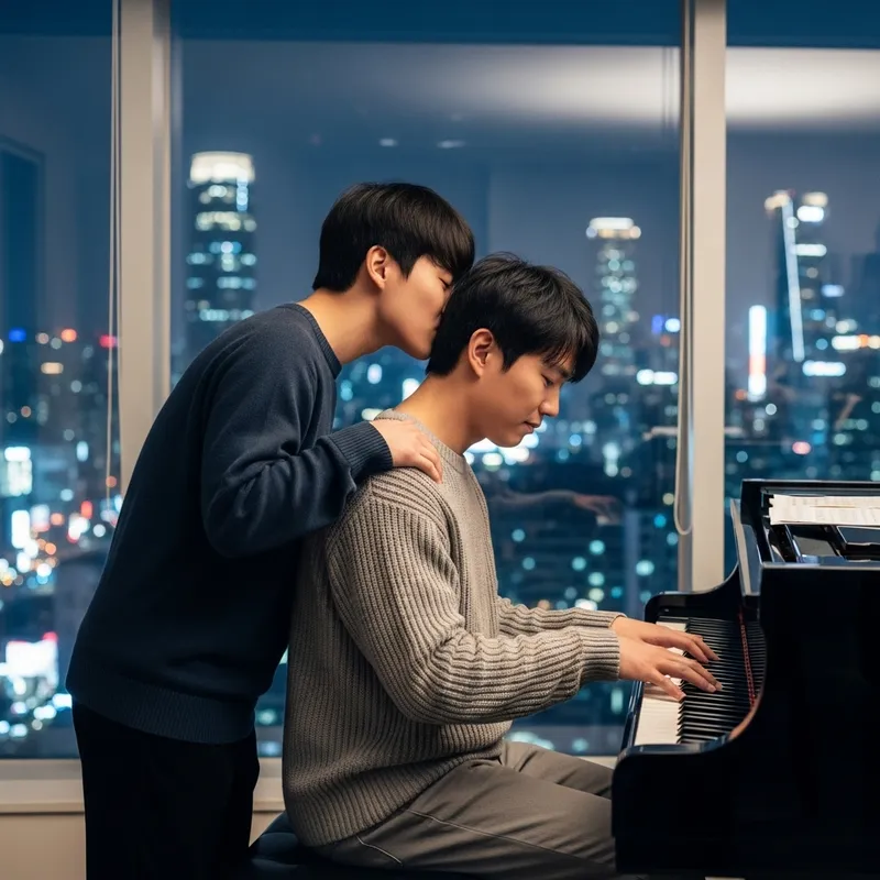 Romantic Piano Serenade with a View of Seoul | Realism Art