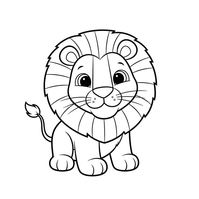 Charming Lion Coloring Page for Kids | Cute Cartoon Artwork Charming Lion Coloring Page for Kids | Cute Cartoon Artwork