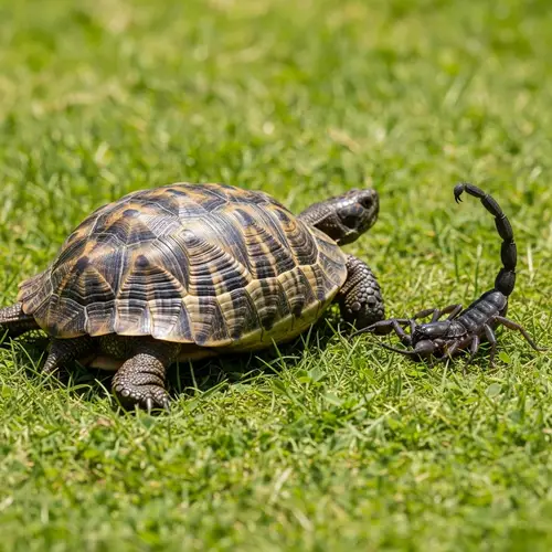 Turtle and Scorpio Encounter in Nature