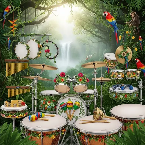 Jungle Themed Percussion Set - Vibrant Musical Instruments