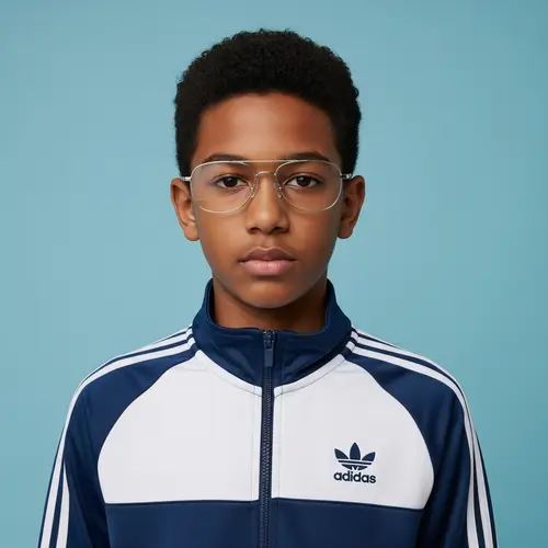 Brown-Skinned Boy in Stylish Sportswear | Trendy Glasses