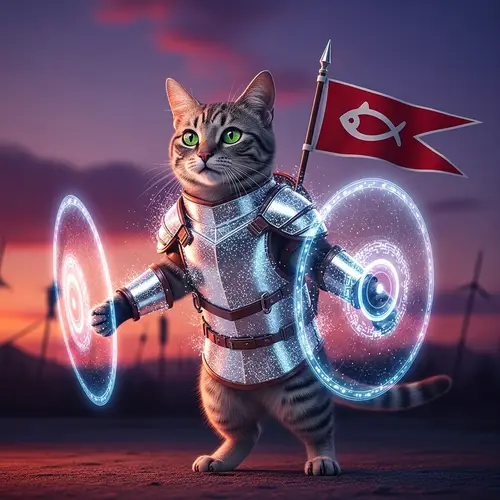 A Cat at War: Epic Feline Battle Scene