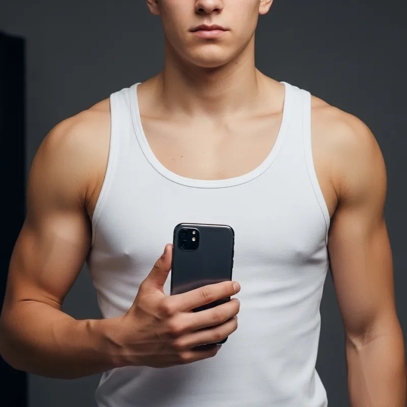 Muscle Boy with iPhone - Impressive Photo