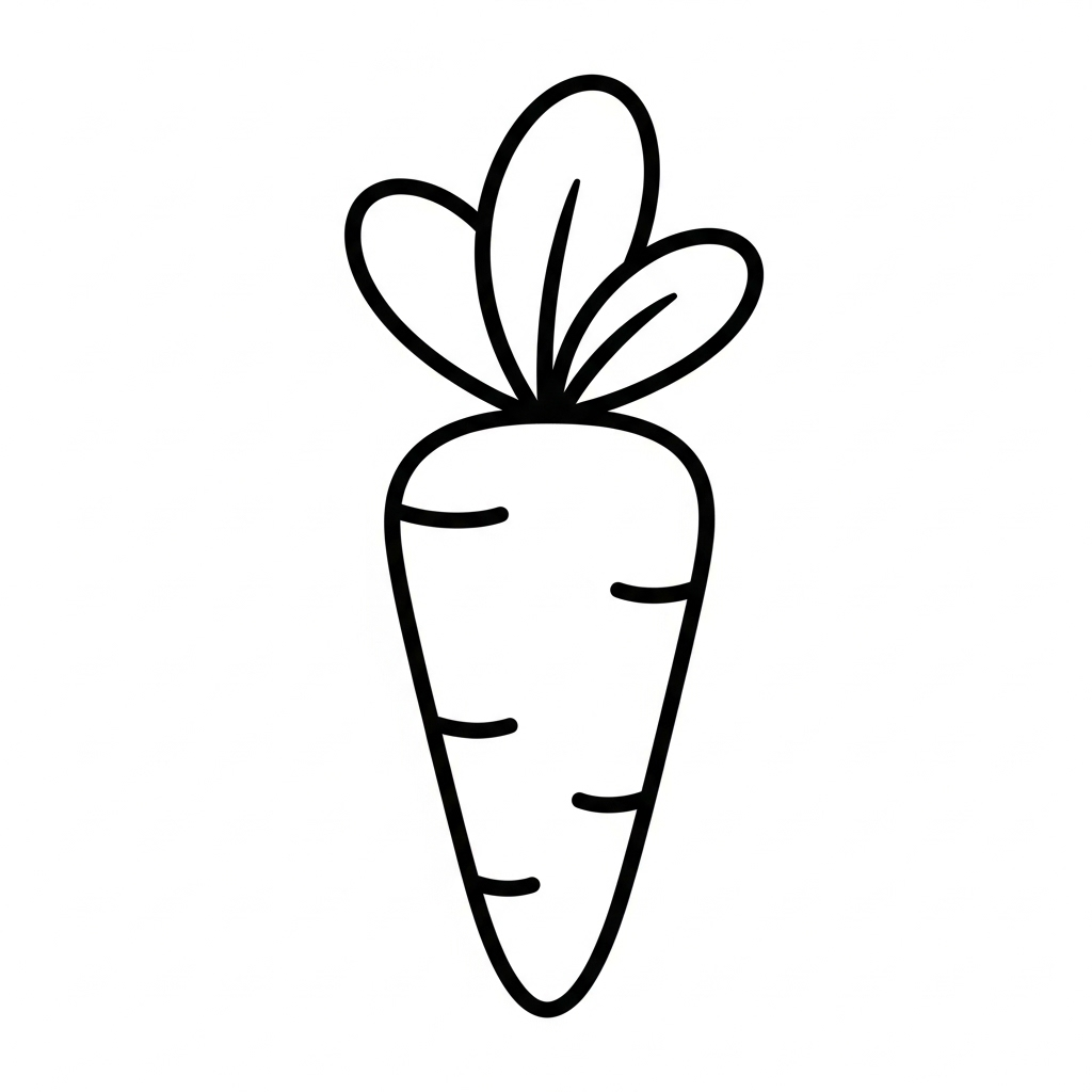 Simple Carrot Coloring Page for Kids | AI Art Generator | Easy-Peasy.AI, image size:1024x1024