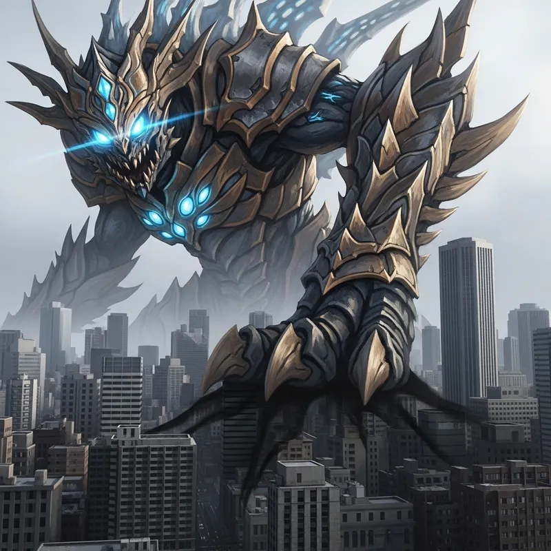 Giant Digimon Crushes City - Apocalyptic Scene Unfolds