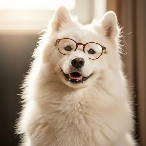 Samoyed Dog Wearing Glasses