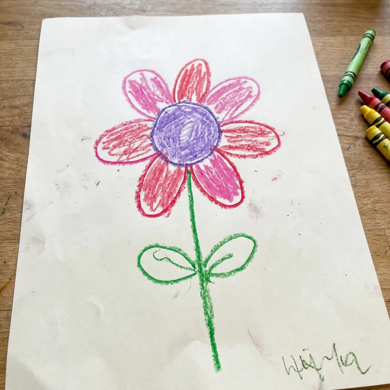 Toddler's Simple Flower Drawing Art