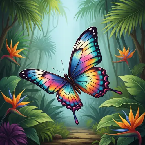 Vibrant Butterfly in Tropical Paradise | Nature-Inspired Artwork
