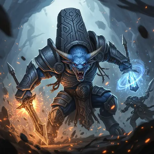 Azure-Colored Mythical Beast in Intense Battle | Fantasy Armor