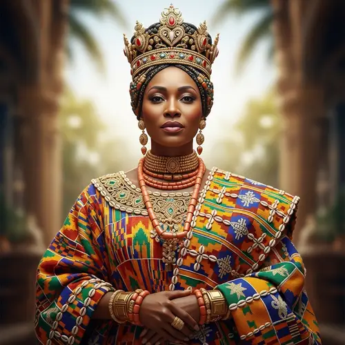 Regal African Mother Queen in Traditional Regalia