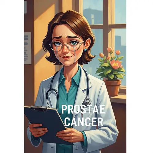Prostate Cancer Book Cover Background with Female Doctor - Hope and Strength