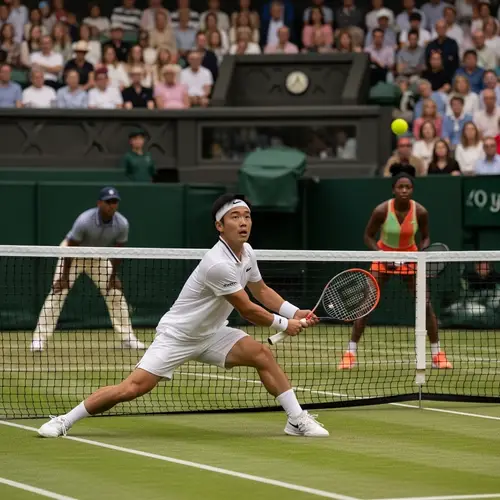 Intense Tennis Match on Well-Maintained Court