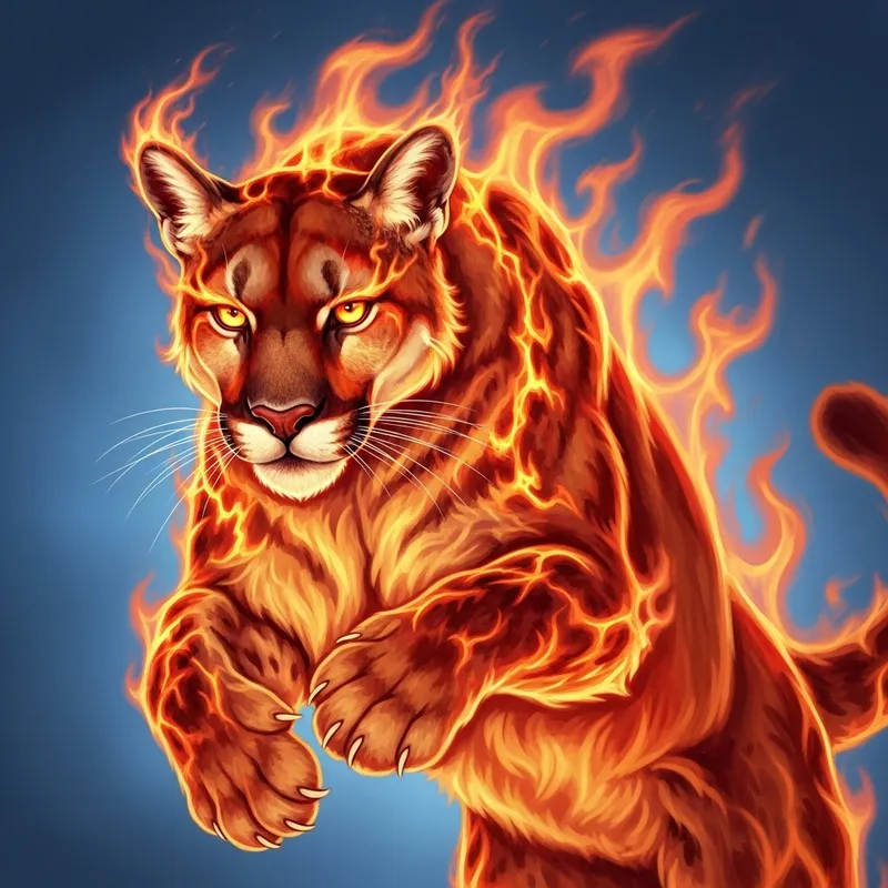 Fiery Puma: Majestic Wild Cat in Vibrant Colors Fiery Puma: Majestic Wild Cat in Vibrant Colors