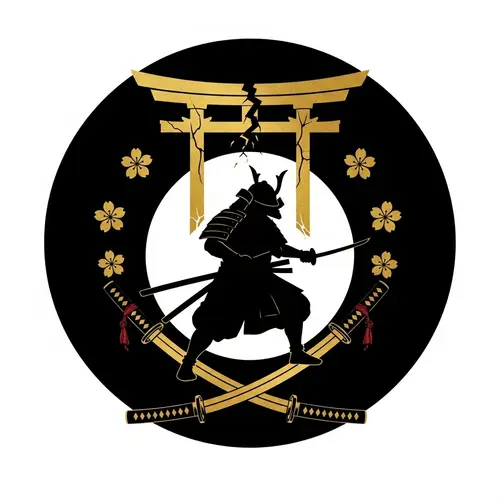 7 Ronin Samurai Logo Design | Gold & Black Theme
