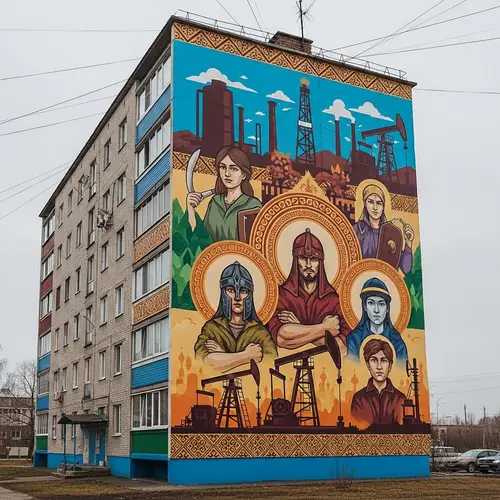 Ingushetia-Inspired Mural: Oil Production & Homeland Defenders