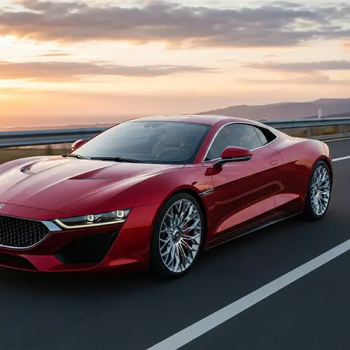 Sleek Modern Sports Car | Open Highway Sunset