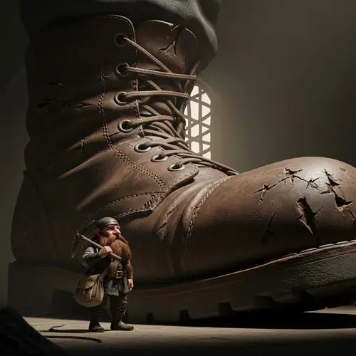 Dwarf Inside a Gigantic Shoe: A Whimsical Scene