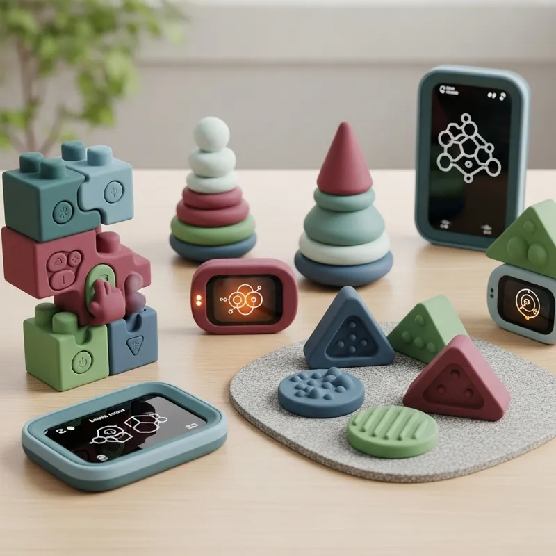 Futuristic Educational Children's Silicone Toys in Muted Shades