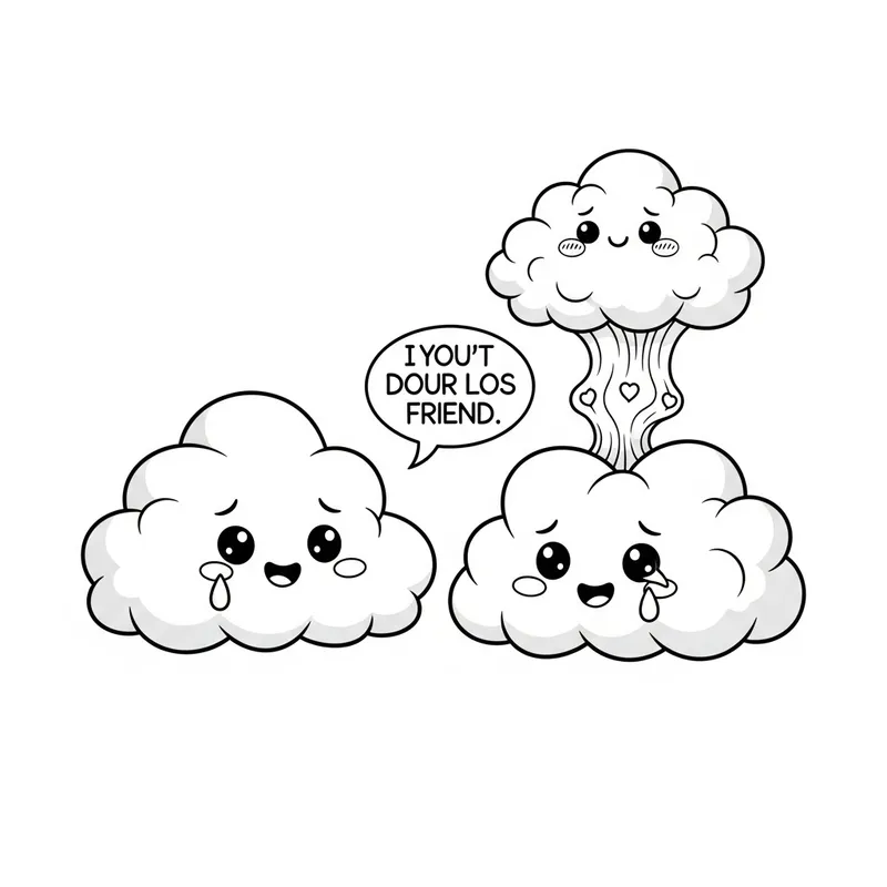 Heartwarming Whimsical Clouds Coloring Page for Children
