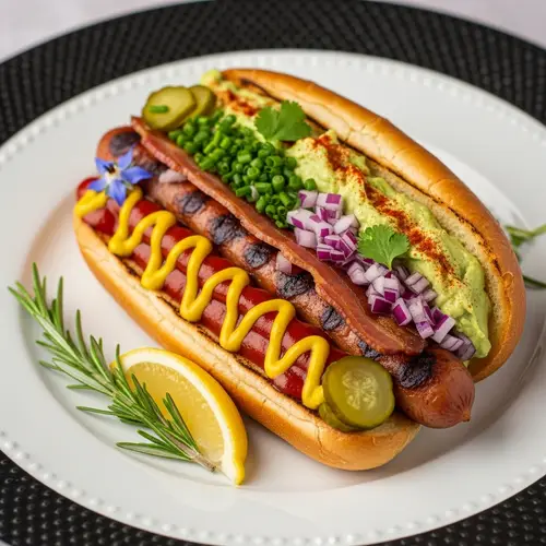 Creative Hot Dog Presentation for Culinary Display