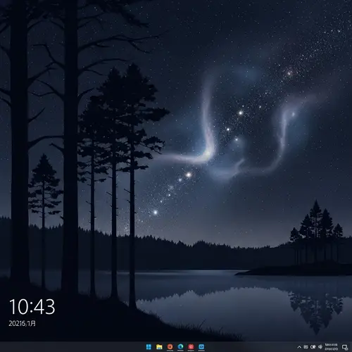 Tranquil Dark-themed Desktop Wallpaper with Celestial Enchantment