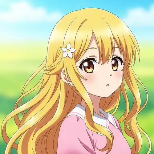 Anime Girl with Yellow Hair - Charming Illustration