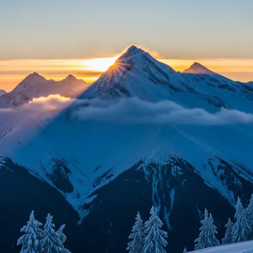 Sunlit Snowy Mountain