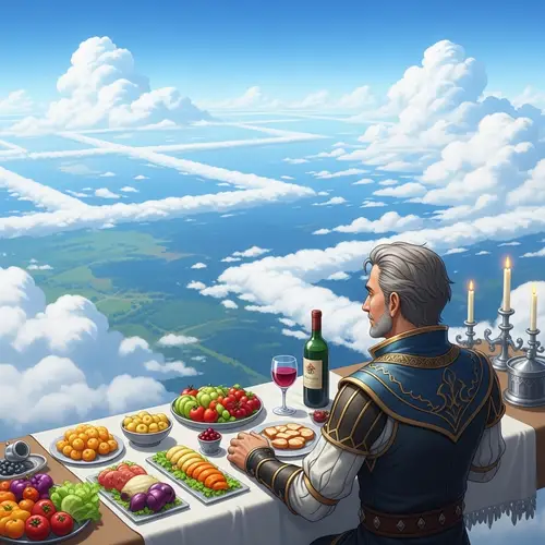 Above the Sky: A Noble's Tranquil Moment of Relaxation