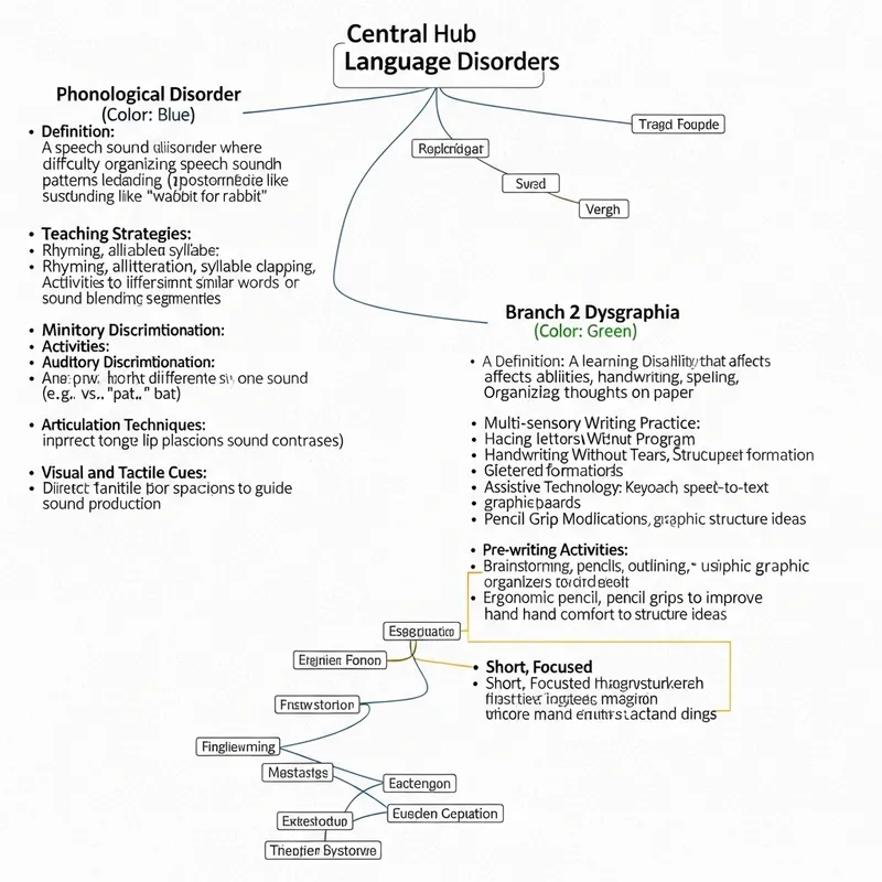 Language Disorders Mind Map: Phonological, Dysgraphia, Dyscalculia & More