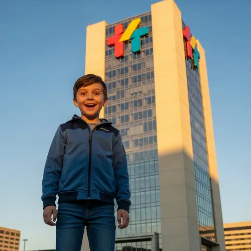 Young Boy Excited at Google Headquarters