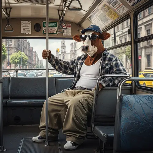 Cow in Baggy Pants Riding Mexico City Bus | Cholo Culture