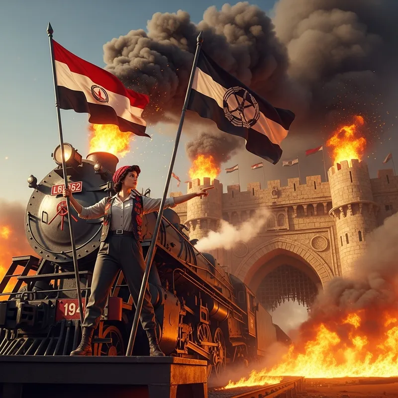 1942 Woman Directs Locomotive Through Fire and Smoke