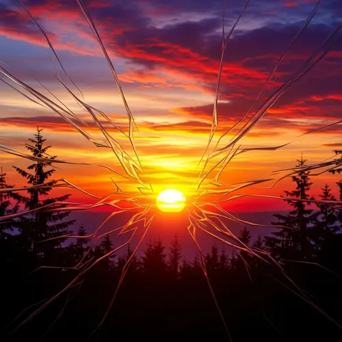 Vibrant Sunset Kaleidoscope - Ethereal Abstract Art