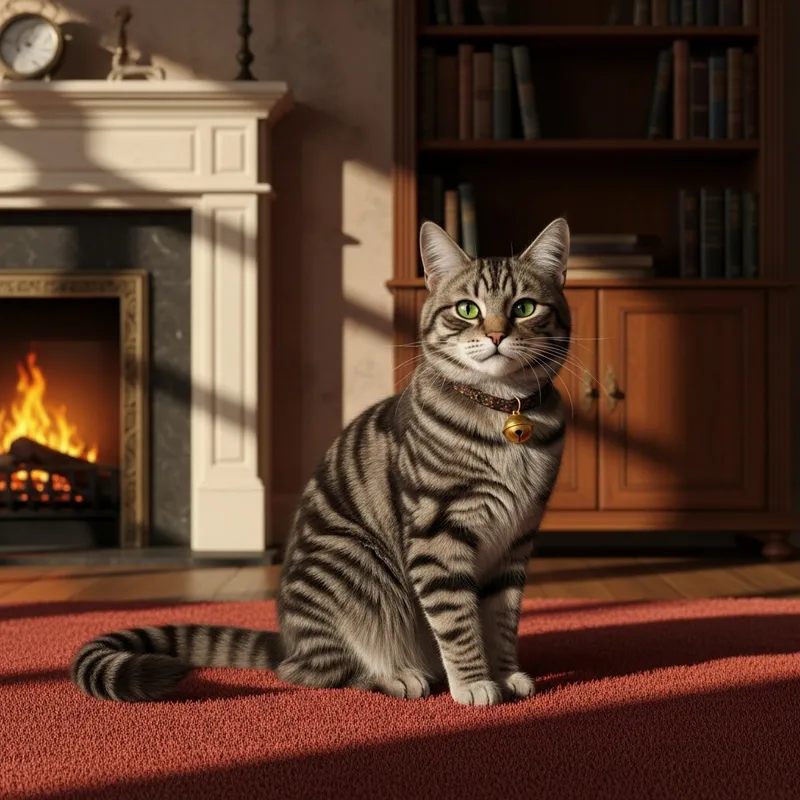 Tranquil Tabby Cat on Cozy Home Interior