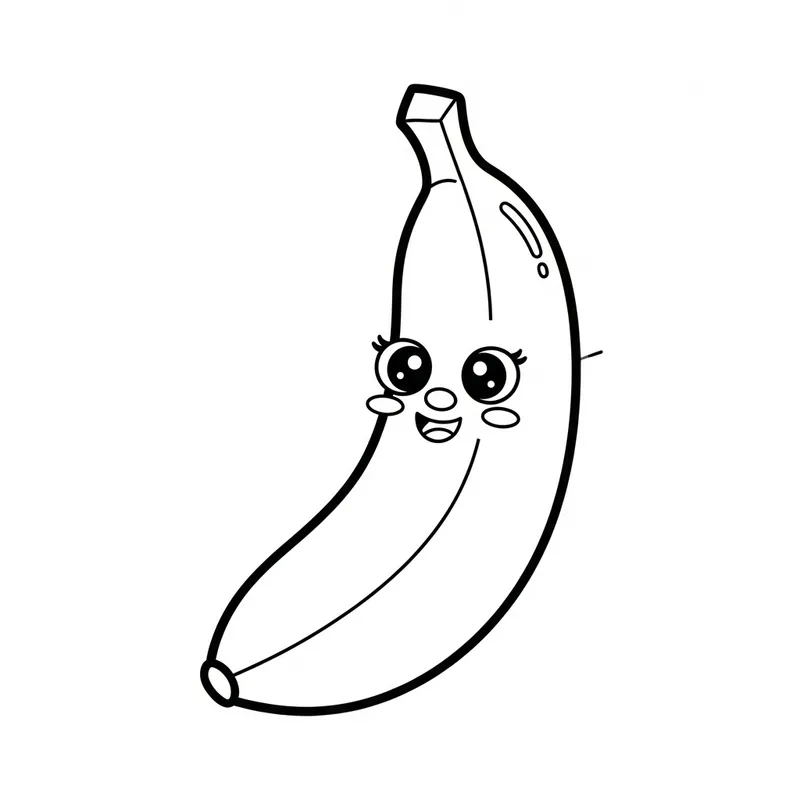 Cute Banana Coloring Page for Kids