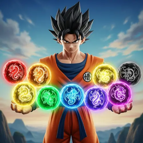 Goku Dragon Balls - Colorful Orbs Displaying Dragon Shapes