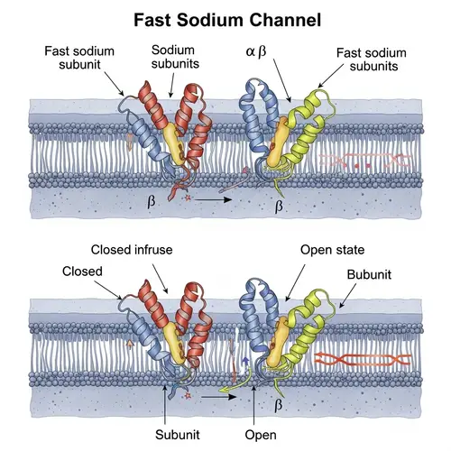 Detailed Illustration of Fast Sodium Channel in Cell Membrane