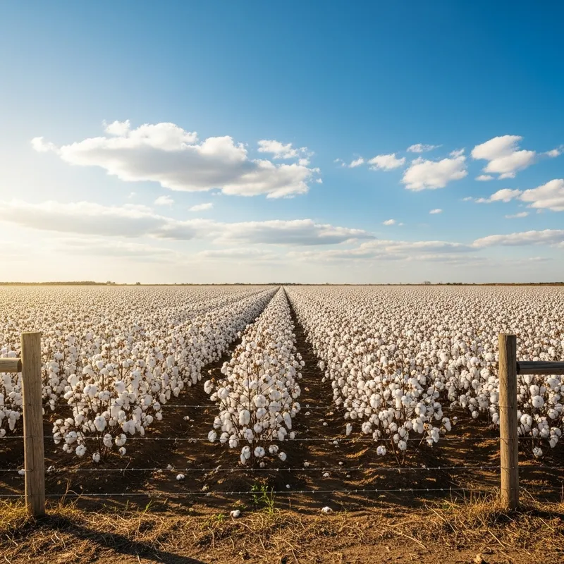 Sunny Cotton Field Without Farmer - Tranquil Nature Scene Sunny Cotton Field Without Farmer - Tranquil Nature Scene