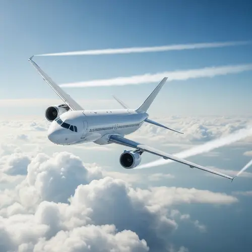 High Flying Adventure: Modern Aircraft Soaring Through Cumulus Clouds