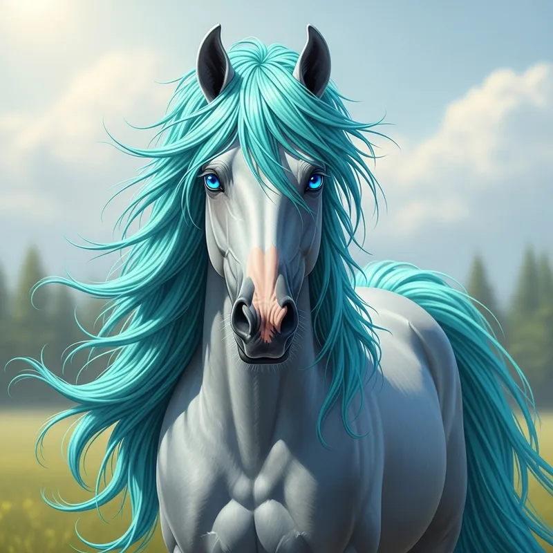Turquoise Hair Blue-Eyed Horse