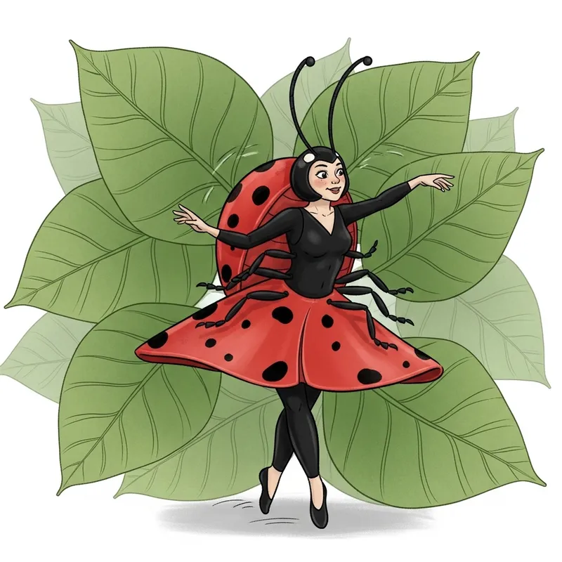 Playful Ladybug Dance | Whimsical Nature Art