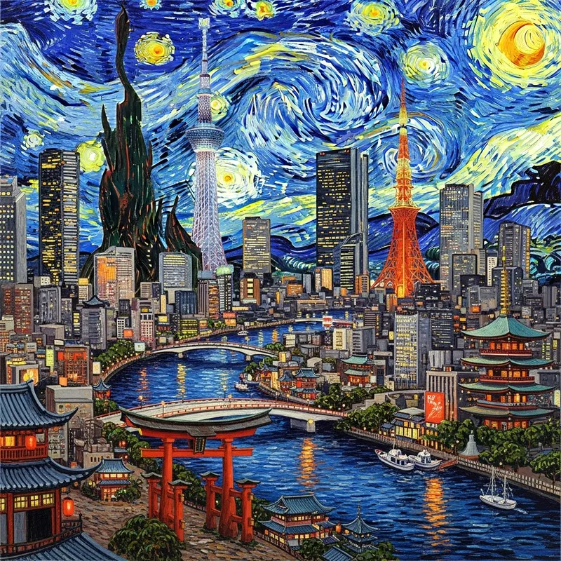 Stylish Future Tokyo - The Van Gogh Inspired Impressionist Vision